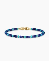 Spiritual Beads Bracelet in 18K Yellow Gold with Lapis and Turquoise, 4mm