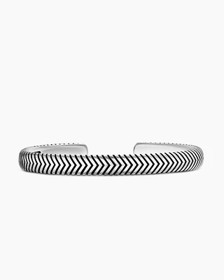 Chevron Cuff Bracelet Sterling Silver, 8mm