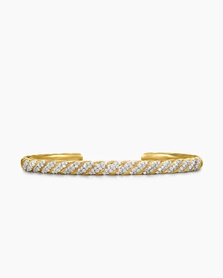 Sculpted Cable Cuff Bracelet 18K Gold with Diamonds