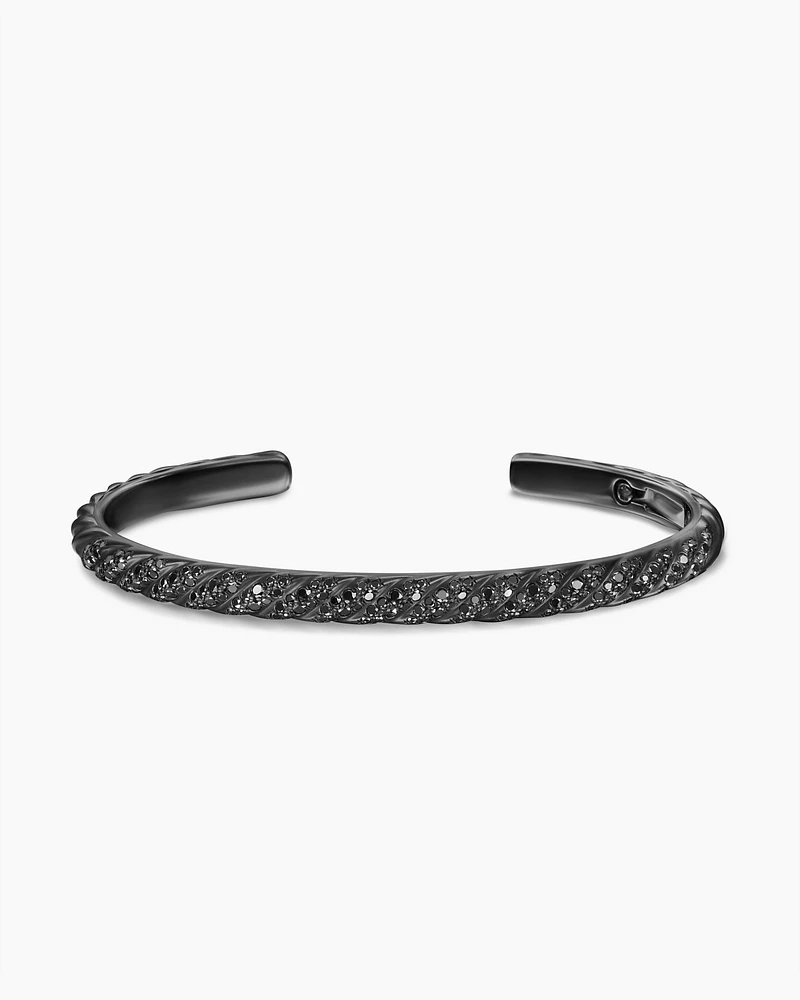 Sculpted Cable Cuff Bracelet Black Titanium with Diamonds, 5.5mm