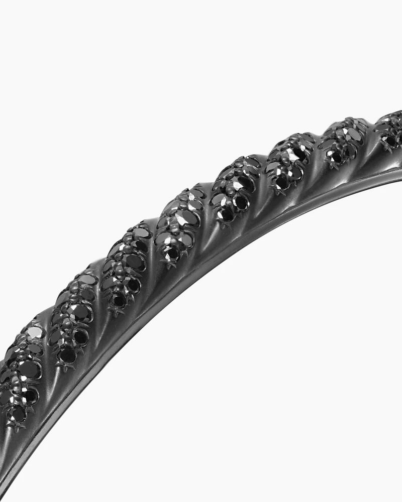 Sculpted Cable Cuff Bracelet Black Titanium with Diamonds, 5.5mm