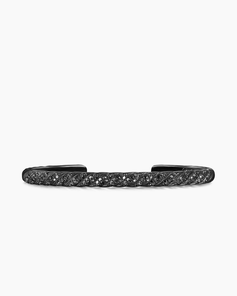 Sculpted Cable Cuff Bracelet Black Titanium with Diamonds, 5.5mm