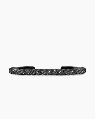 Sculpted Cable Cuff Bracelet Black Titanium with Diamonds, 5.5mm