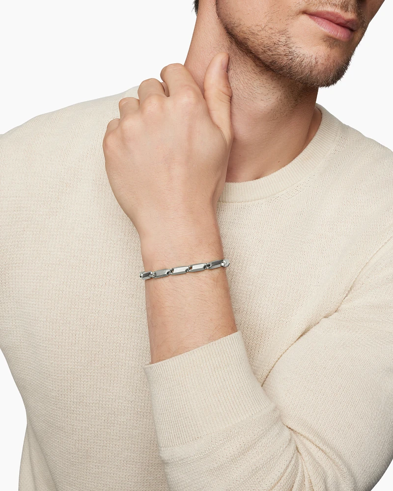 Faceted Link Bracelet in Sterling Silver, 6mm