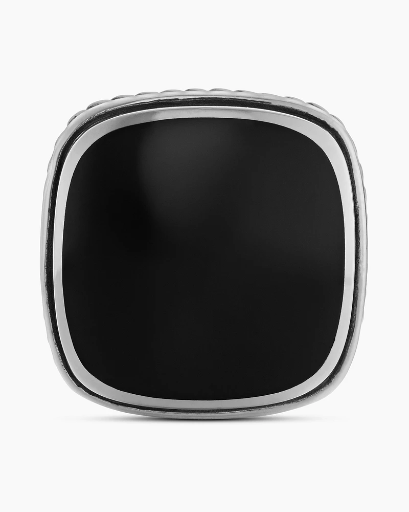 Exotic Stone Cufflinks in Sterling Silver with Black Onyx, 18mm