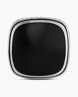 Exotic Stone Cufflinks in Sterling Silver with Black Onyx, 18mm