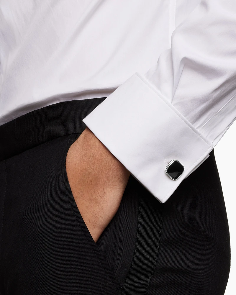 Exotic Stone Cufflinks in Sterling Silver with Black Onyx, 18mm