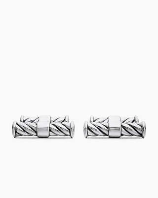 Cable Elongated Cufflinks in Sterling Silver, 22mm