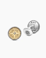 Maritime® Compass Cufflinks in Sterling Silver with 18K Yellow Gold and Centre Diamond, 16mm