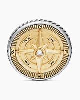 Maritime® Compass Cufflinks in Sterling Silver with 18K Yellow Gold and Centre Diamond, 16mm