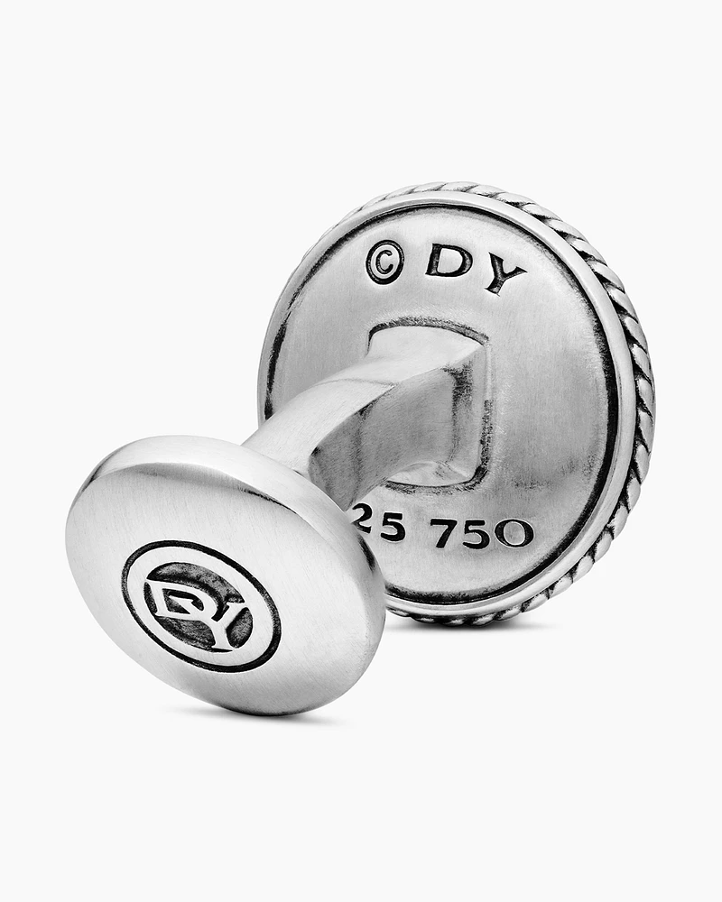Maritime® Compass Cufflinks in Sterling Silver with 18K Yellow Gold and Centre Diamond, 16mm