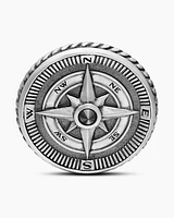 Maritime® Compass Cufflinks in Sterling Silver with Centre Black Diamond, 16mm