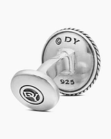 Maritime® Compass Cufflinks in Sterling Silver with Centre Black Diamond, 16mm