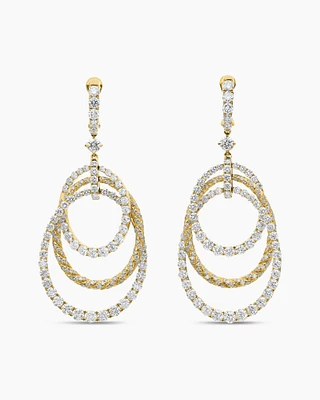 Floating Diamonds Drop Earrings in Yellow Gold