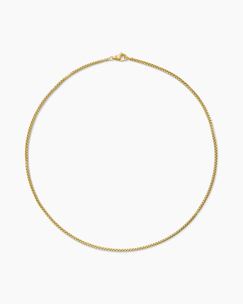 Box Chain Necklace Brushed 18K Yellow Gold