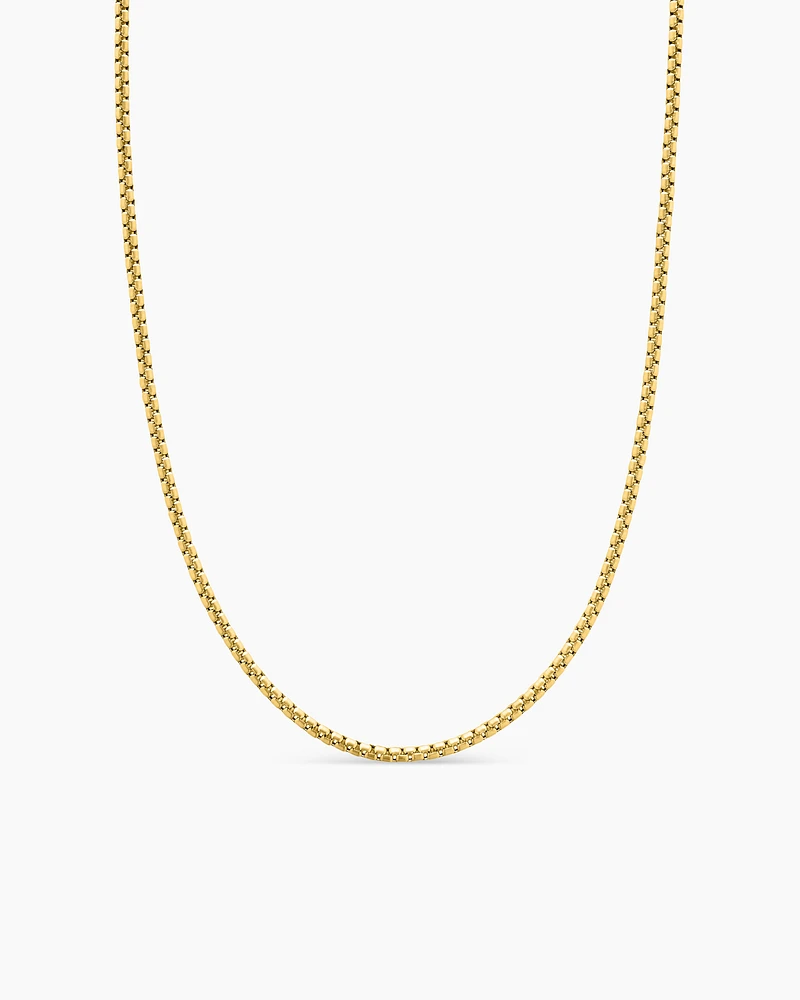 Box Chain Necklace Brushed 18K Yellow Gold