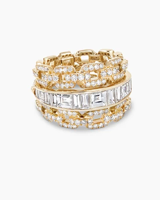 Stax Chain Ring Yellow Gold with Diamonds