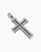 Chevron Cross Pendant in Sterling Silver, 40mm