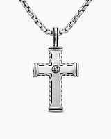 Chevron Cross Pendant in Sterling Silver, 40mm