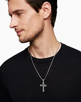 Chevron Cross Pendant in Sterling Silver, 40mm