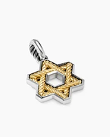 Cable Star of David Amulet in Sterling Silver with 18K Yellow Gold, 19mm