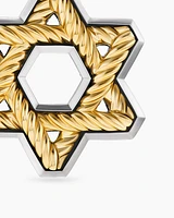Cable Star of David Amulet in Sterling Silver with 18K Yellow Gold, 19mm