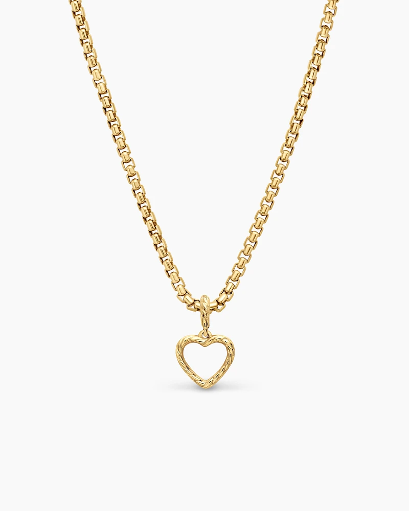 Heart Amulet in 18K Yellow Gold with Diamonds, 18.5mm
