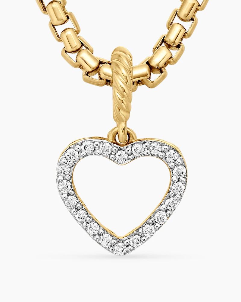 Heart Amulet in 18K Yellow Gold with Diamonds, 18.5mm
