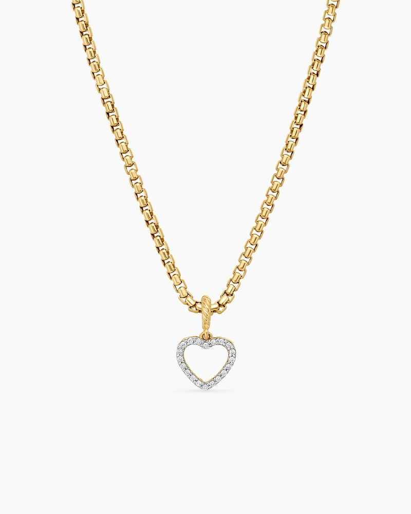 Heart Amulet in 18K Yellow Gold with Diamonds, 18.5mm