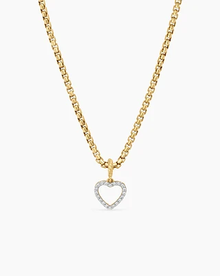 Heart Amulet in 18K Yellow Gold with Diamonds, 18.5mm