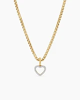 Heart Amulet in 18K Yellow Gold with Diamonds, 18.5mm