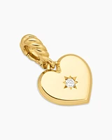Compass Heart Amulet in 18K Yellow Gold with Diamond, 18.8mm