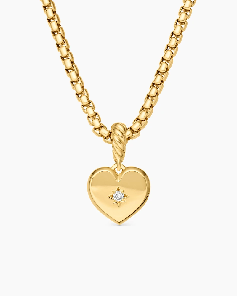 Compass Heart Amulet in 18K Yellow Gold with Diamond, 18.8mm