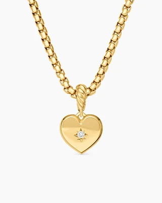 Compass Heart Amulet in 18K Yellow Gold with Diamond, 18.8mm