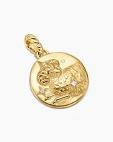 Aries Amulet in 18K Yellow Gold with Diamonds, 28.7mm
