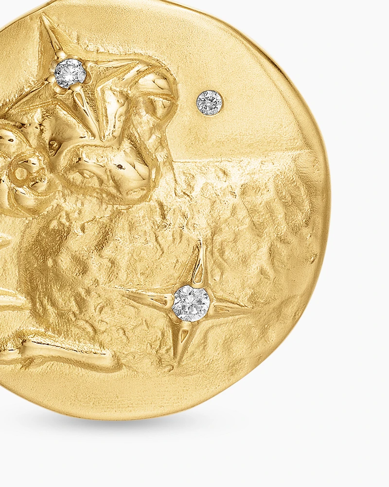 Aries Amulet in 18K Yellow Gold with Diamonds, 28.7mm