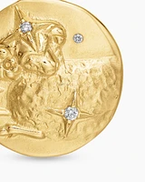 Aries Amulet in 18K Yellow Gold with Diamonds, 28.7mm