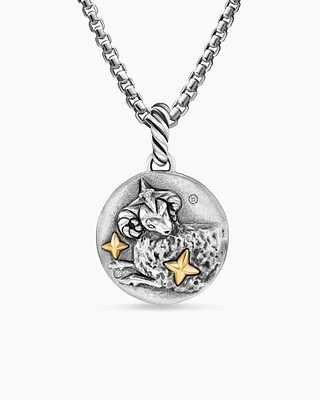 Aries Amulet in 18K Yellow Gold with Diamonds, 28.7mm