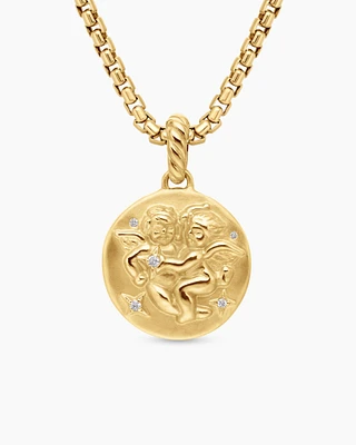 Gemini Amulet in 18K Yellow Gold with Diamonds, 28.7mm