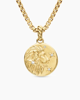 Leo Amulet in 18K Yellow Gold with Diamonds, 28.7mm
