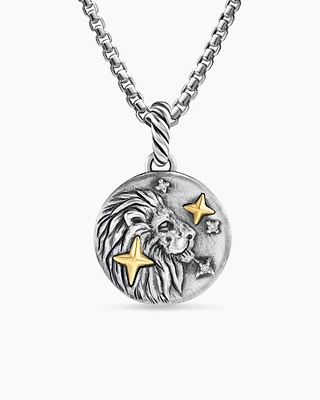 Leo Amulet in 18K Yellow Gold with Diamonds, 28.7mm