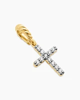 Cable Collectibles® Cross Amulet in 18K Yellow Gold with Diamonds, 17mm