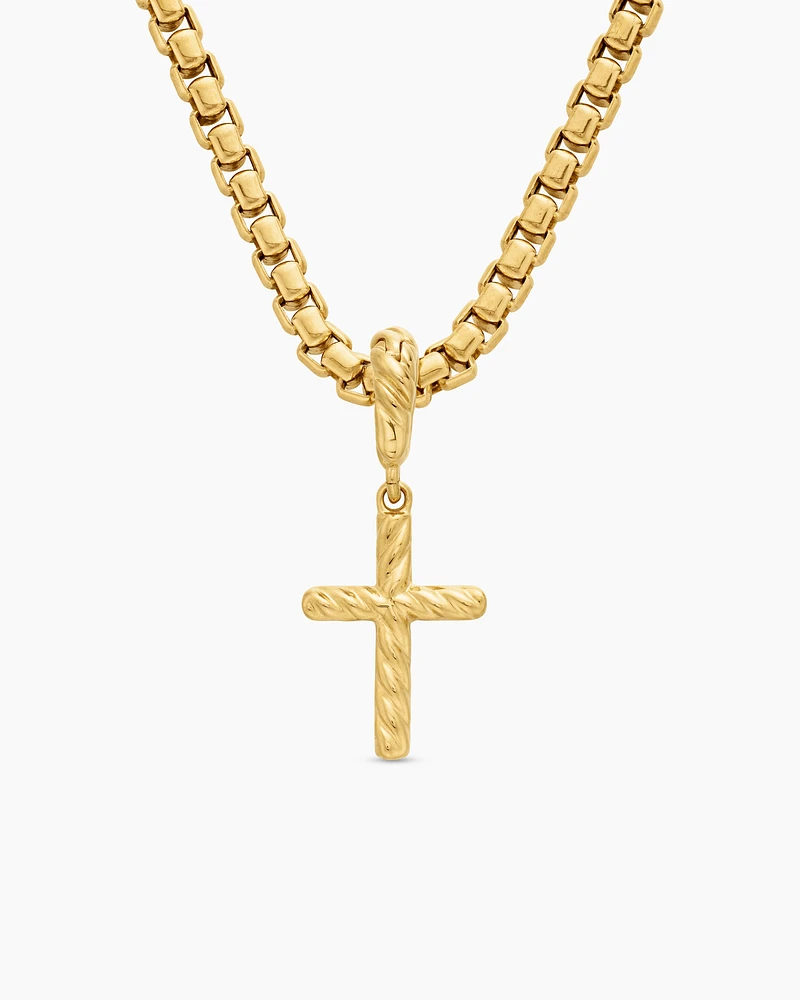 Cable Collectibles® Cross Amulet in 18K Yellow Gold with Diamonds, 17mm