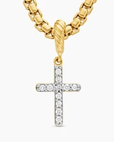 Cable Collectibles® Cross Amulet in 18K Yellow Gold with Diamonds, 17mm