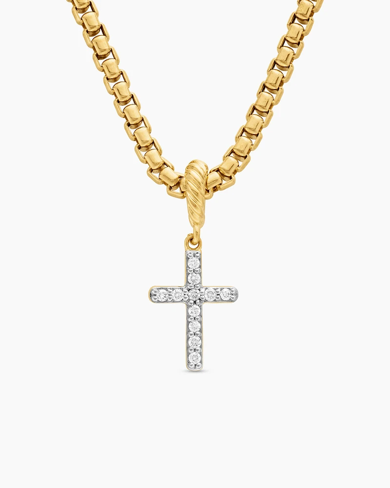 Cable Collectibles® Cross Amulet in 18K Yellow Gold with Diamonds, 17mm