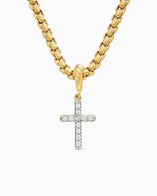 Cable Collectibles® Cross Amulet in 18K Yellow Gold with Diamonds, 17mm