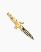 Waves Dagger Amulet in 18K Yellow Gold with Cognac Diamonds, 43.8mm