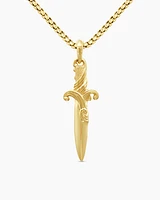 Waves Dagger Amulet in 18K Yellow Gold with Cognac Diamonds, 43.8mm