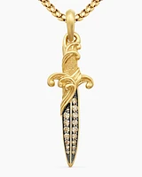 Waves Dagger Amulet in 18K Yellow Gold with Cognac Diamonds, 43.8mm