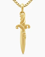Waves Dagger Amulet in 18K Yellow Gold with Cognac Diamonds, 43.8mm